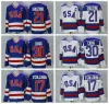 1980 Vintage ABD hokey formaları 21 Mike Eruzione 30 Jim Craig 17 Jack O'Callahan Mavi Beyaz Dikişli Jersey C Patch M-XXXL