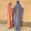 Etnische kleding moslim sets twee stukken gebed lange capuchon batwing mouwen losse maxi rokken jilbab hijab vrouwen abaya