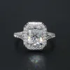 Mosanite feminino casamento 14k joias de ouro sólido 3 quilates corte radiante moissanite anel de diamante para noivado