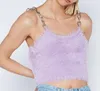 Frauen Tanks Camis Sexy Frauen Mode Sommer Kette Sling Pelz Typ Lila Lässige Tank Crop Tops Weste Ärmelloses Kurzes T-Shirt S-L