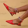 Dress Shoes Funky Rhinestone Flat Sandals Women Summer 2023 Pointed Toe Strappy Sandals Woman Plus Size 42 Ankle Straps Party Shoes Flats T231125