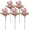 Party Decoration Artificial Berry Stems Christmas Picks Holly bär grenar False Flowers Year Decor