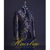 Męskie garnitury Blazers Men Suit Stand Stoy kołnierz męski ślub Formal Groom Tuxedo Costume Handsome Blue Gold Floral Rim Stage 231124