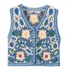 Women's Vests Lovely Women Summer Waistcoats Sleeveless Button Down Crochet Ins Floral Knit Cardigan Tops Korean Female Outerwear M6CD 230424