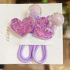 Accessori per capelli Set da 2 pezzi Polvere glitter colorata Semplice orso Corona di fiori Fascia elastica lunga Ragazza Bambini Cute Kawaii Fata Coda di cavallo Cravatte in gomma