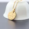 Chains 1pc Stamp Round Spot Cell Stainless Steel Pendant Necklace Golden Women Fashion Party Jewelry