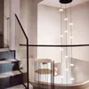 Lustres Pendentif Lumières Art Moderne Villa Escalier Creux LED Lustre Minimaliste Noir Rond Escalier Suspendu Lampes Intérieur Maison Long