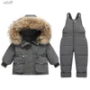 Piumino invernale in generale per bambini Set di vestiti -30 gradi Piumino tuta Baby Boy Parka Vera pelliccia Ragazza Bambino Spessa Tuta da neve calda 231125