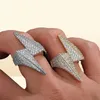 14k White Gold Diamond Lightning Rings Iced Out Bling Men039S Zirconia Hip Hop Ring Luxury Deisnger Ring Gifts Jewelry9976937