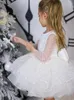 Mädchenkleider Glitzerndes, flauschiges Blumenkleid für die Hochzeit, Pailletten, knielang, mit Schleife, für die erste Eucharistie-Geburtstagsfeier des Kindes