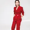 Kvinnors spårningsdräkter stjärna med samma stycke Våren och hösten Winter Fashion Casual Red Suit Wide Leg Pants Two-Piece Al18121