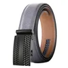 Belts Fashion Mens Genuine Leather High Quality Alloy Buckle Automatic Trouser Straps 35mm Width Ratchet Gray Waist Belt G412