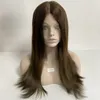 Peruvian Virgin Human Hair Kosher Wigs Silky Straight Ombre Color T2/6 Lace Front Jewish Wig for White Women