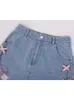 Shorts pour femmes 2023 90 Harajuku Lolita Style Denim Girly Sweet Cute Cartoon Piggy Broderie Bow Bandage Pantalon court Femmes Kawaii Jeans