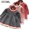 Mädchen Kleider Baby Kleid Warm Gitter Stricken Langarm Prinzessin Kinder Kleidung Kinder Für Kleinkind Weihnachten Kostüm 231124