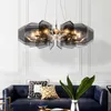 Kroonluchters post moderne luxe grijs glas E14 LED hanglampen woonkamer goud metalen kabel hangen lamp slaapkamer deco verlichting armatuur