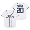 Moive Baseball 20 Josh Gibson Jersey Grays Grays Negro Film Homestead National League 팀 White Grey Brockyble Stitched Pure Cott전 쿨베이스 Cooperstown College Top