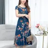 Casual Dresses Fashion Casual Loose Summer Dress For Women Plus Size Clothes Print Elegant O-neck Short Sleeve Natural Woman Clothing 230425