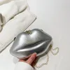 Evening Bags Personality Creative Shell Lip Bag 2023 Girls Glossy Chain Single Shoulder Diagonal Red Packet Change Coin