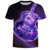 T-shirt da uomo 2023 Summer Mens 3d Tshirt Stampato Guitar Fashion Camicia a maniche corte T-shirt a maniche giornaliere