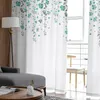 Gordijn groenblauw grijze bloemen witte gordijnen voor woonkamer transparante tule raam slaapkamer decor sluier draperen