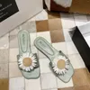 Slippers 2023 Ontwerp zomer buitenkleding kleine madeliefjes strand drag vrouw schoenen plat met vrije tijd glijbanen mode bloem vers