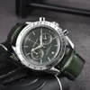 Наручные часы Omeg для мужчин 2023 Мужские часы Пять игл Все циферблаты работают Кварцевые часы Лучшие роскошные брендовые часы Хронограф Модный стальной и кожаный ремешок Speedmaster om-6