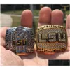 Bagues de cluster 2pcs 2003 2007 LSU Tigers National Championship Ring Set Souvenir Fan Hommes Cadeau En Gros Drop Drop Livraison Bijoux Bague Dhpwx