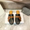 luxury Sliders walk fashion shoe Casual men Designer slide Mule Flat Genuine Leather sandale Tie Slipper Women shoes beach loafer vintage indoors Summer Sandal pool