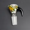 Vatten bong skålar peruk wag ört glid 14mm ört skål för bong olika färger glas glider manlig glidskål tratt skål vatten rör glid med handtag för glas bongs rör