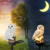 Lampes à gazon Lumières LED solaires hibou Figure résine jardin décorations imperméables lumières cour extérieure voie extérieur Patio pelouse décor lampe solaire Q231125