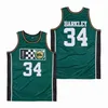 Leeds Basketball Jerseys High School Charles Barkley 34 Зеленые волны альтернативные пуловые пулочки хип -хоп Университет для спортивных фанатов дышащая футболка для командных вышивших