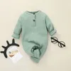 Barboteuses né bébé garçon vêtements 0 à 12 mois mignon Onesies pour fille Style coréen à manches longues infantile barboteuse enfant en bas âge combinaison 231124