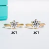 Кольцо для пасьянса Anujewel желтое золото, покрытое 2CT 3CT D Color Congater Solitaire Rings для женщин с GRA Jewelry Wholesale 230425