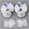 Sneakers Luxury Pearl Baby Girl Shoes First Walker Headband Set Sparkle Bling Crystals Princess Shower Gift Sh 230303 Drop Delivery Dhr7J