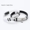 Bangle Silicone Bracelet For Men Stainless Steel Plate Bracelets Blank Engrave Black/White Metal Wholesale 10pcs