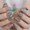 Valse nagels medium kist pure zwarte kleur gel tips decoratie hand dummy nep stick op strass nagel imabc