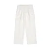 Pantalones de hombre Pantalones plisados de lino y algodón de segundo orden Pantalones informales de hombre blancos Corte recto 230425