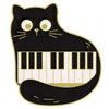 Mignon chat noir musique émail broche Animal Instrument de musique Notes Piano broche Badge amis cadeau sac à dos accessoires