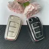 Nieuwe zachte TPU -auto -flip sleutelhalskap Shell FOB voor Audi A1 A3 A6 A6L Q2 Q3 Q7 TTS R8 S6 RS3 Protector Keychain Auto -accessoires