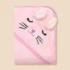 Blankets Swaddling Solid Color Cartoon Coral Fleece Super Soft 80 80cm Baby Hooded Bath Towel Bathrobe Swaddle 231124