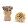 Handheld Wooden Brush Round Handle Pot Brushes Sisal Palm Dish Bowl Pan Cleaning Remove Kitchen Chores Rug Cleaning Tool TH1227