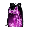 School Bags Bling Purple Butterflies Pattern Backpack Girls Women Students Bag For Teenagers Comfortable Primary Bookbags