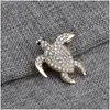 Pins Brooches Arrival Cute Little Sea Turtle Crystal Brooch Tortoise Pins Christmas Gift Jewelry Drop Delivery Dh6Ba