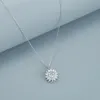 Stränge Saiten Edelstahl rotierende Sonnenblume Anhänger Halskette für Frauen Schmuck Luxus Mode Zirkonia Halsband Halsketten 230424