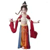 Stage Wear Arrivée National Chinese Folk Dancewear Enfants Oriental Hanfu Tambour Performance Vêtements Fille Pipa Danse Tibétaine Outfit