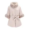 Etnische kleding Luxe, modieuze, warme cape-sjaaljas voor dames, geschikt voor lente, herfst en winter, witte nepjas