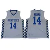 Uomini 14 Tyler Herro Custom Kentucky college maglie blu bianco personalizza il basket universitario indossa l'ordine della miscela di jersey cucito per adulti