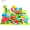 100 peças brinquedos do bebê cidade cenas de trânsito forma geométrica blocos de construção cedo brinquedo de madeira educacional para crianças presente aniversário t230425