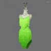 Scene Wear Custom Latin Dance Dress Green Fringe Professional Competition Performance Kirt Platform